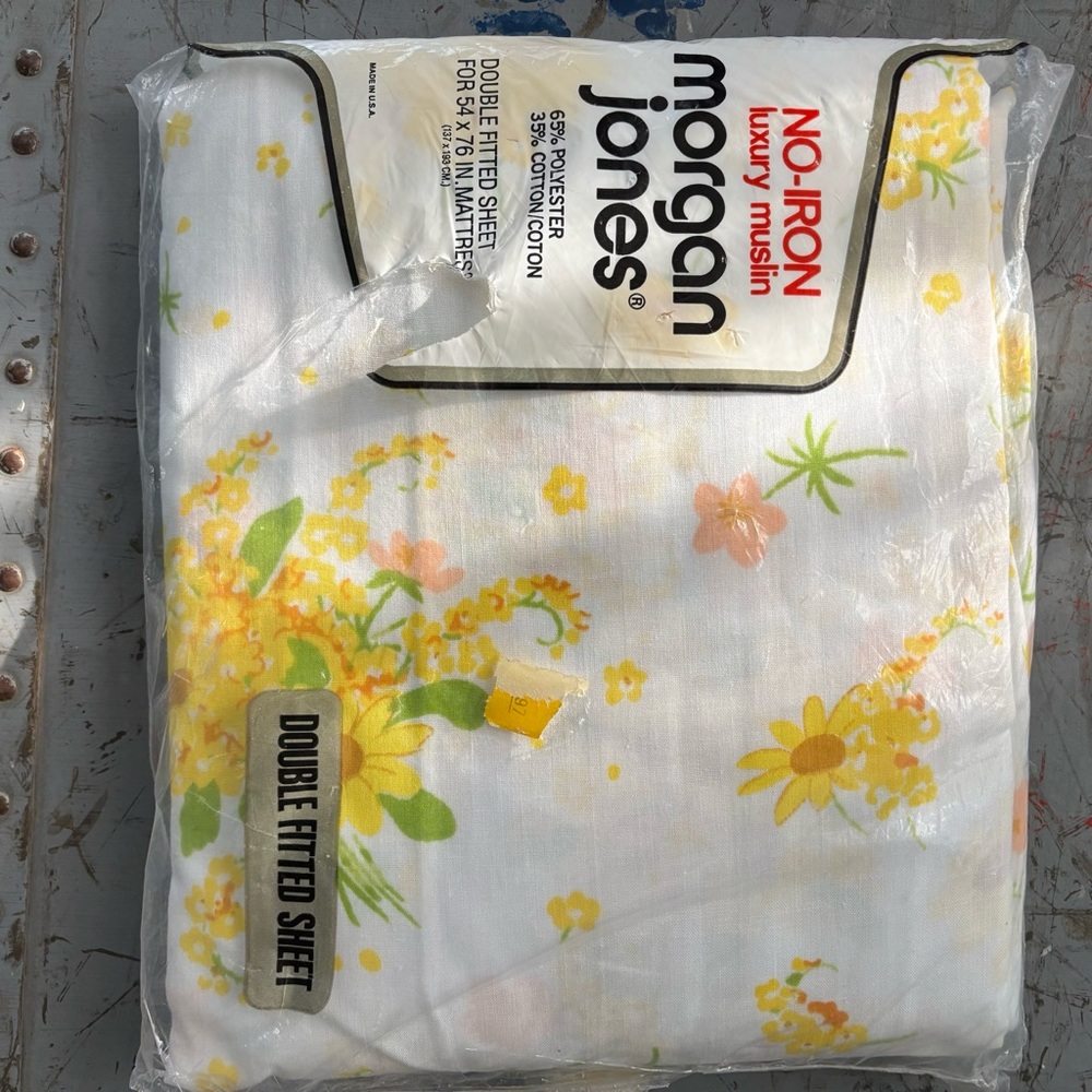 Luxury Muslin Double Fitted Sheet - Yellow Floral